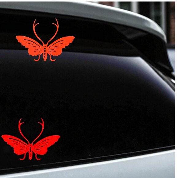 Butterfly Wall Decal, Orange Vinyl, Removable, Medium Size - Picture 2 of 6